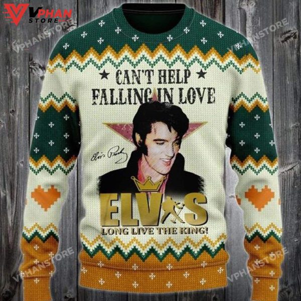 Can’t Help Falling In Love Elvis King Ugly Christmas Sweater