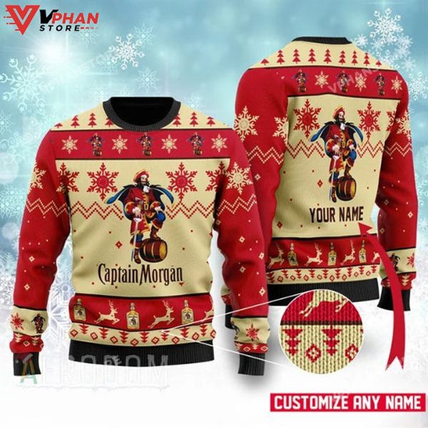 Captain Morgan Drink Lover Personalized Xmas Ugly Christmas Sweater