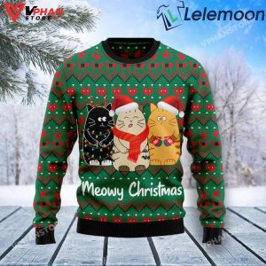 Cat Meowy Christmas Ugly Sweater 1