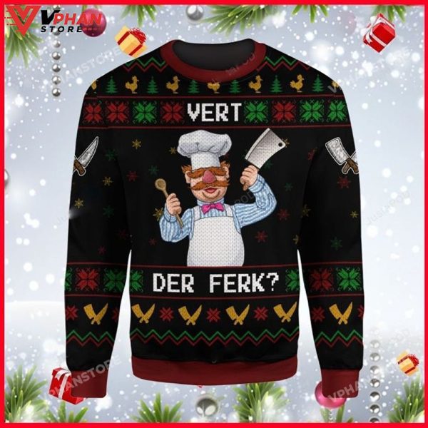 Chef Vert Der Ferk The Muppet Show Swedish Xmas Ugly Sweater