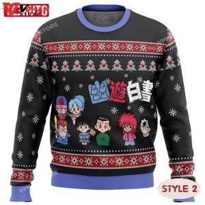 Chibi Ghost Fighter Anime Yu Yu Hakusho Xmas Ugly Wool Knitted Sweater 1