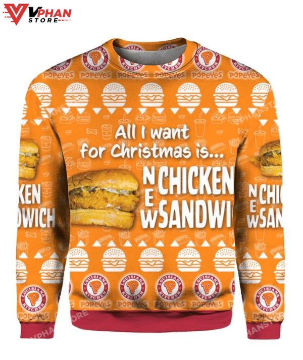 Chicken Sandwich 3D Sweatshirt Ugly Christmas Sweater