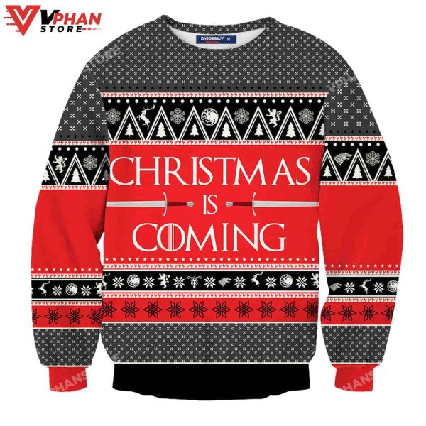 Christmas Is Coming Wool Knitted Game Of Throne Ugly Sweater