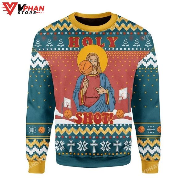 Jesus Holy Shot 3D Sweatshirt Ugly Christmas Sweater