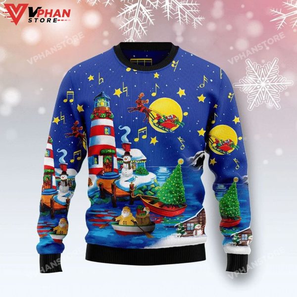 Christmas Lighthouse 3D Sweatshirt Ugly Christmas Sweater