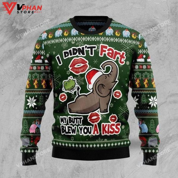 Little Elephant Didn’t Fart My Butt Blew You A Kiss Christmas Ugly Sweater