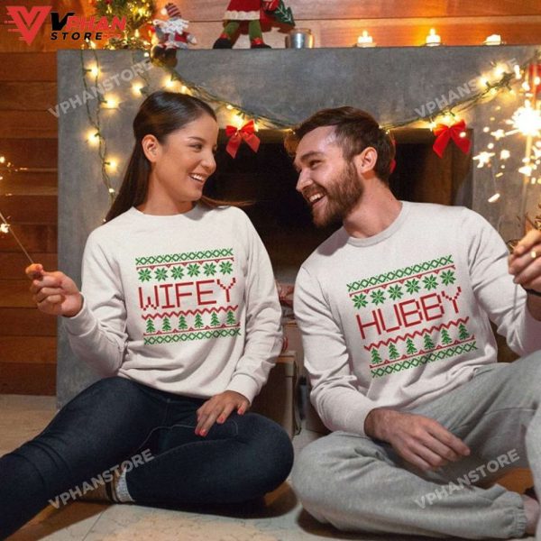 Wifey And Hubby Couple Sweatshirt Ugly Christmas Sweater