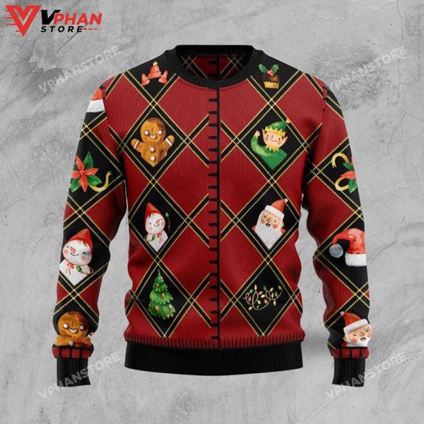 Christmas Symbols 3D Sweatshirt, Ugly Christmas Sweater