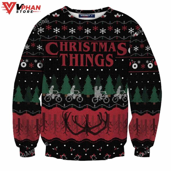 Christmas Things Stranger Things, Ugly Christmas Sweater Wool Knitted