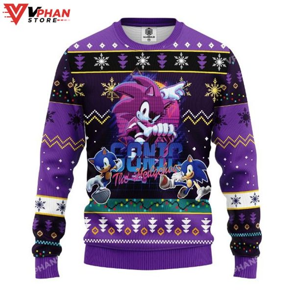 Cool Sonic The Hedgehog Purple Ugly Christmas Sweater