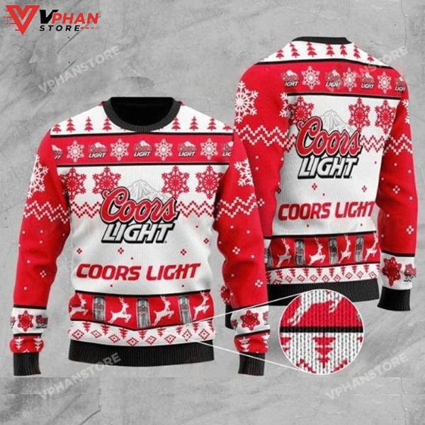 Coors Light Red And White Ugly Christmas Sweater