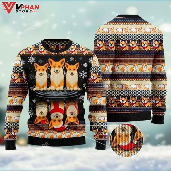 Corgi Dog Lovers Wool Knitted 3D Sweatshirt Ugly Christmas Sweater