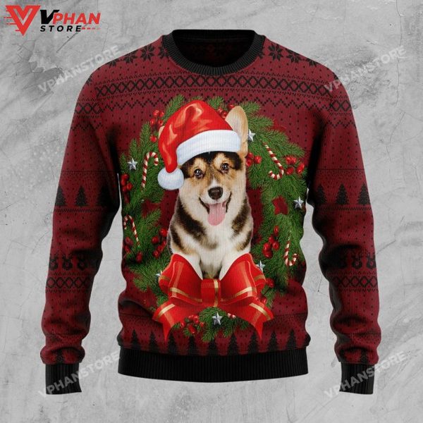 Corgi Wreath 3D Sweatshirt Ugly Christmas Sweater