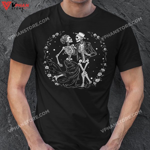 Couple Dancing Skeletons Vintage Day Of The Dead Halloween T-Shirt