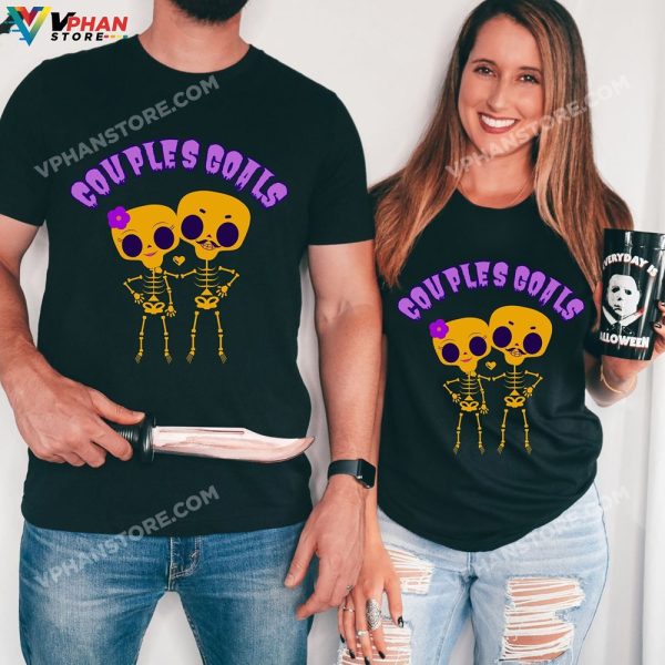 Couples Goals Funny Skeleton Halloween Shirt Matching Family Party T-Shirt