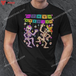 Couples Skeleton Dancing Sugar Skull Mexican Halloween T Shirt 1