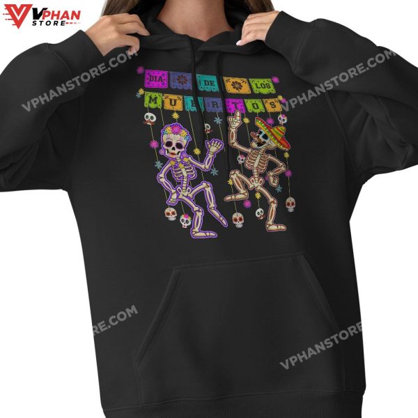 Couples Skeleton Dancing Sugar Skull Mexican Halloween T-Shirt