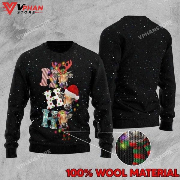 Cow Ho Ho Ho Ugly Christmas Sweater 3D All Over Print