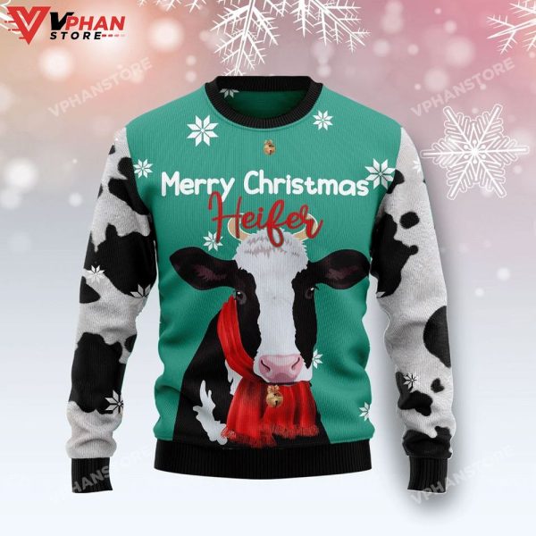 Cow Merry Christmas Heifer 3D Sweatshirt, Christmas Sweater