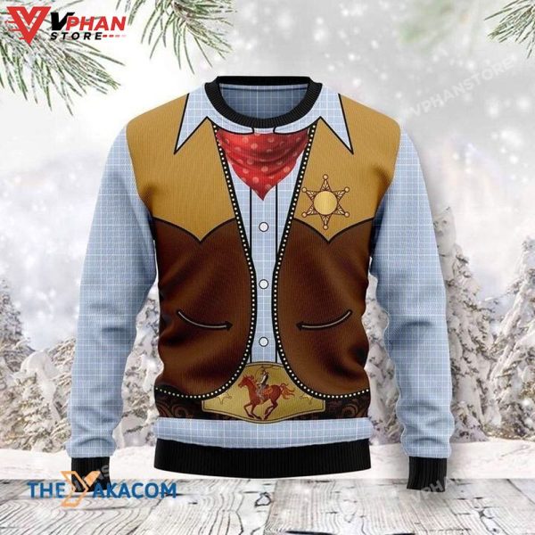 Cowboy Custime Ridding Horse Xmas 3D Sweatshirt Ugly Christmas Sweater