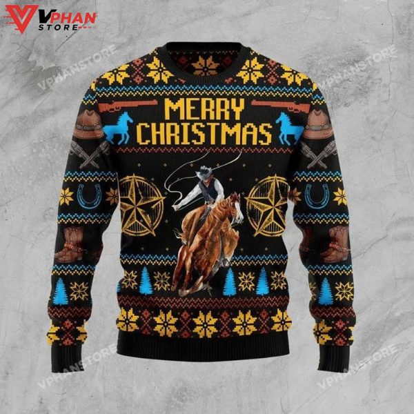 Cowboy Ugly Christmas Sweater 3D All Over Print