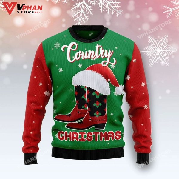 Cowgirl Country Christmas 3D Sweatshirt, Ugly Christmas Sweater