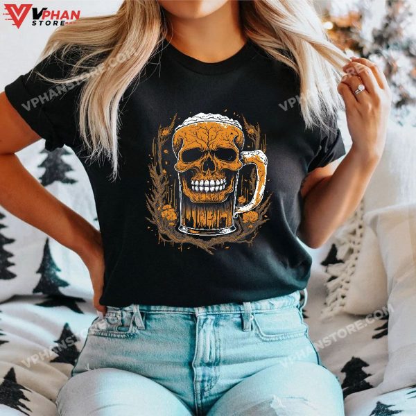 Craft Beer Drinking Halloween Costume Skeleton Graphic T-Shirt