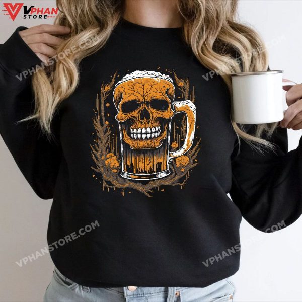 Craft Beer Drinking Halloween Costume Skeleton Graphic T-Shirt