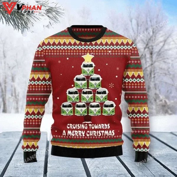 Cruising Towards A Merry Red Ugly Christmas Sweater 3D All Over Print