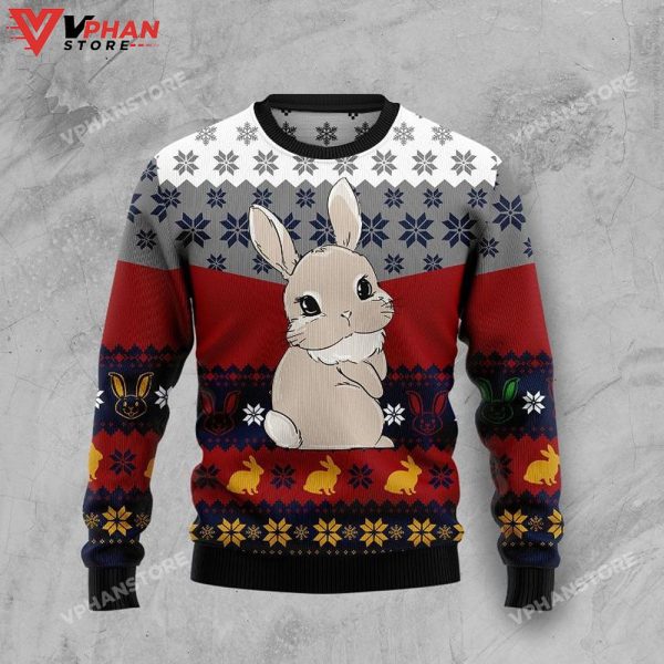 Cute 3D Rabbit Sweatshirt Xmas Ugly Christmas Sweater