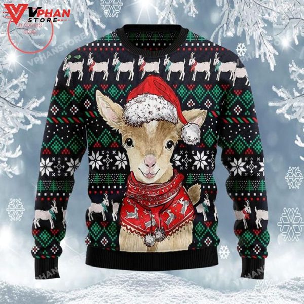 Cute Christmas 3D Sweatshirt, Goat Ugly Christmas Sweater