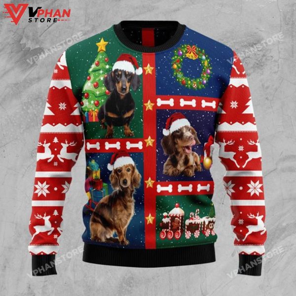 Cute Dachshund 3D Ugly Christmas Sweaterav