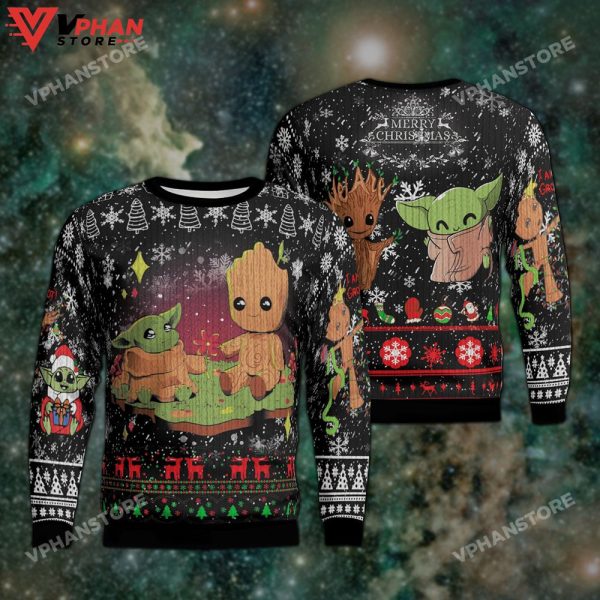 Cute Groot Baby Yoda Ugly Christmas Sweater