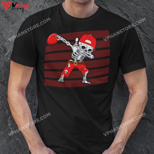 Dabbing Skeleton Bowling Funny Skull Halloween Costume T-Shirt