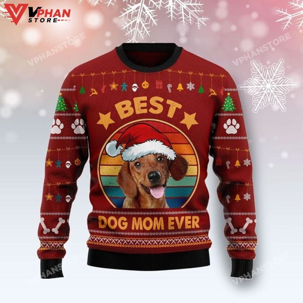 Dachshund Best Dog Mom Ever Ugly Christmas Sweater