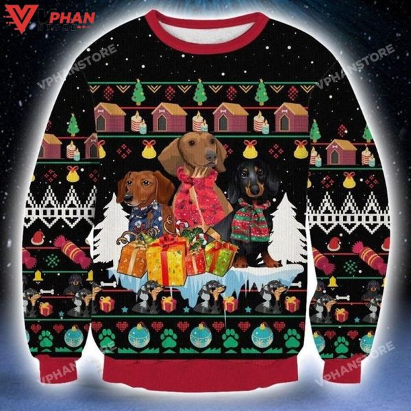 Dachshund Dog 3D Sweatshirt Xmas Ugly Christmas Sweater