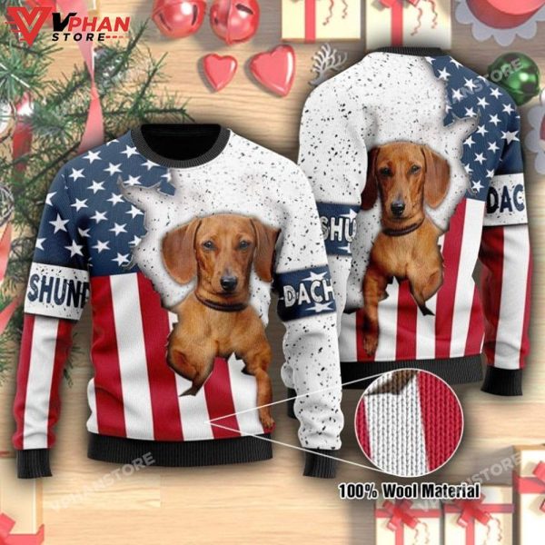 Dachshund Flag Ugly Christmas Sweater