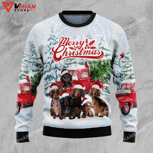 Dachshund Merry Christmas 3D Sweatshirt Ugly Sweater