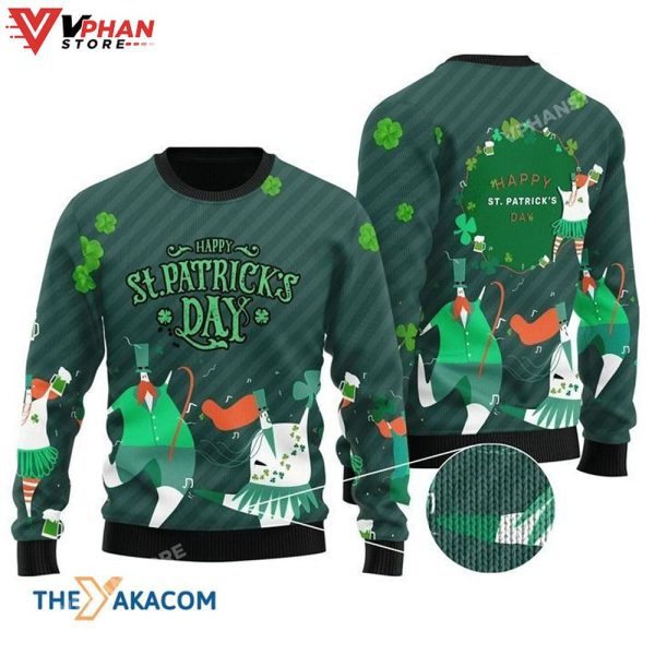 Dacing Happy St Patrick Day 3D Christmas Sweater