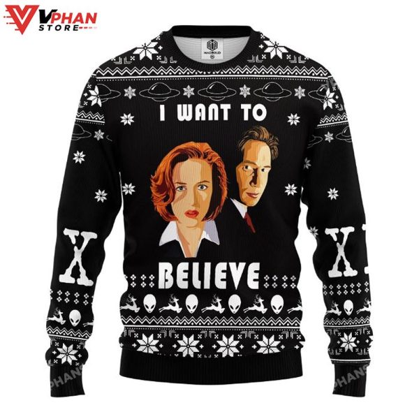 Dana Scully I Want To Believe Ugly Christmas Sweater