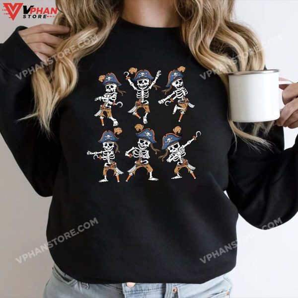 Dancing Pirate Skeletons Dance Challenge Boys Kids Halloween T-Shirt