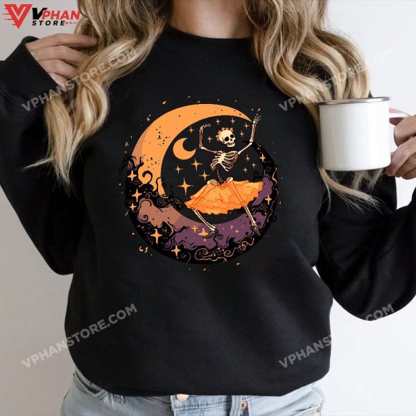 Dancing Skeleton Ballerina Ballet Dance Halloween Women Girl T-Shirt