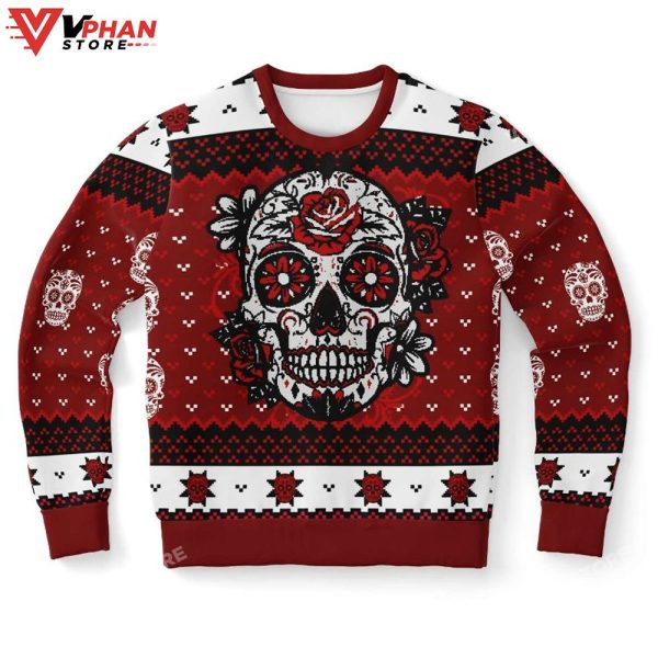 Day Of The Dead Red 3D Sweatshirt Ugly Christmas Sweater