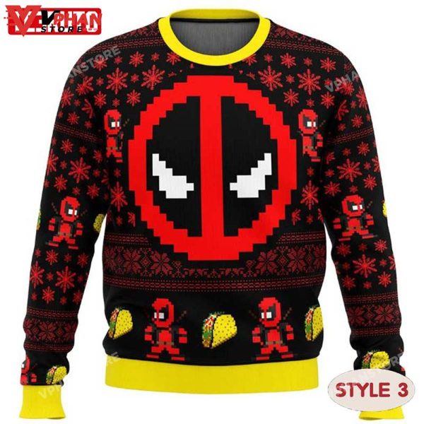 Deadpool Funny Ugly Xmas Wool Knitted Ugly Christmas Sweater