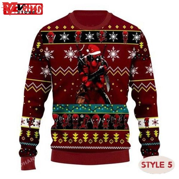 Deadpool Funny Ugly Xmas Wool Knitted Ugly Christmas Sweater