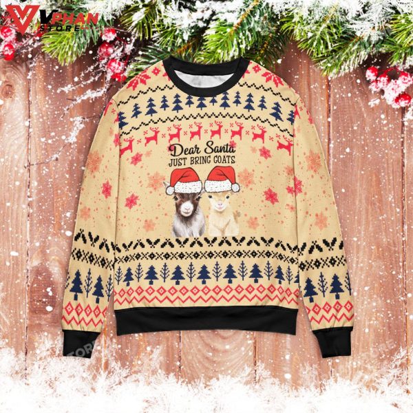 Dear Santa Just Bring Goats Christmas Sweater, Vintage Costume