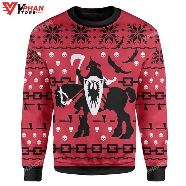 Death Dealer Riding Horse Xmas Ugly Christmas Sweater