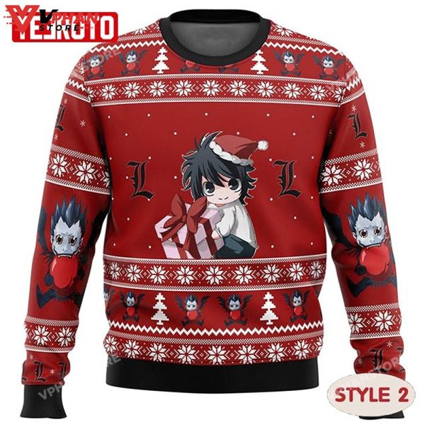 Death Note Anime Manga Characters Waifu Xmas Ugly Sweater