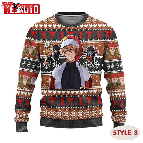 Death Note Anime Manga Characters Waifu Xmas Ugly Sweater