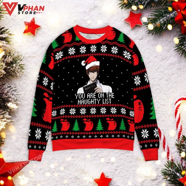 Death Note Naughty List Ugly Christmas Sweater